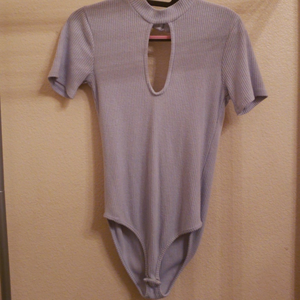 light blue body suit